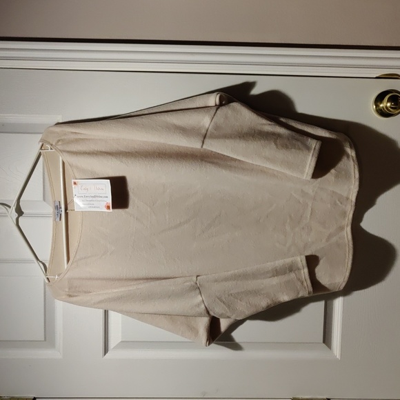 White Birch fuzzy cream wide neck top - Picture 2 of 4